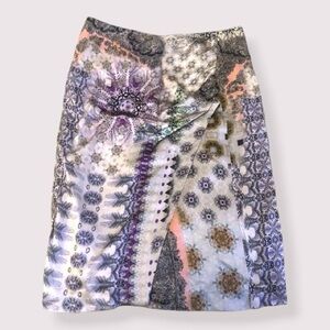 Etro Draped Skirt Made in Italy Paisley Print Viscose Blend Size 38 Designer